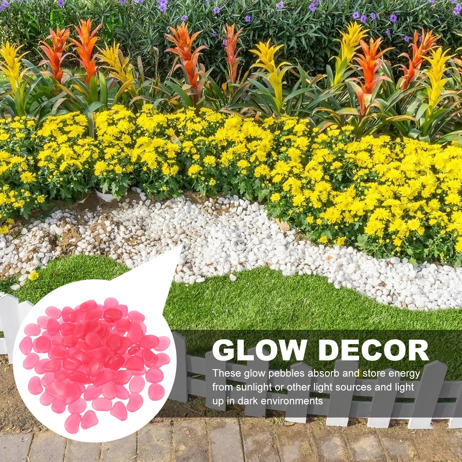 100Pcs Night Glow Luminous Garden Pebbles Rocks for Fairy Garden Potted Plants Walkway Driveway Fish Tank Decor Luminous Zpaxo
