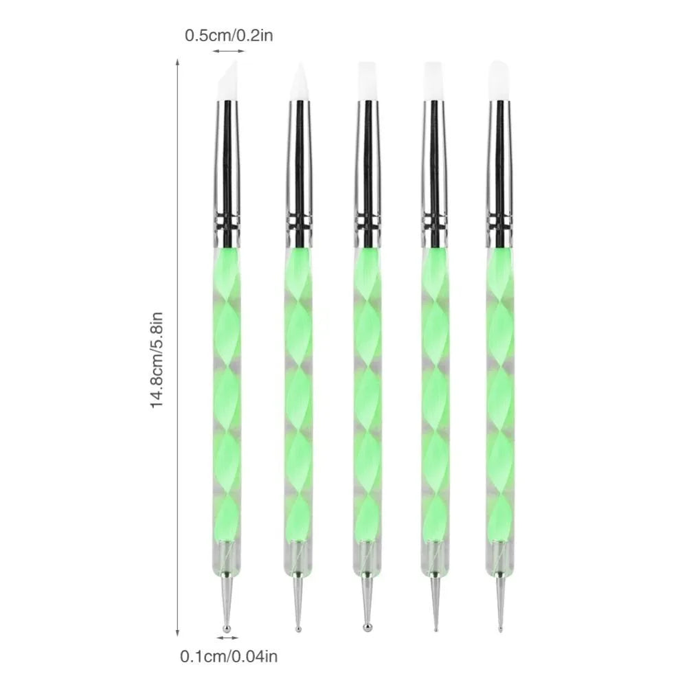 5 8 0 2 Nail Art Silicone Pens Double Ended Tip Sculpting Tools Multi Zpaxo Green