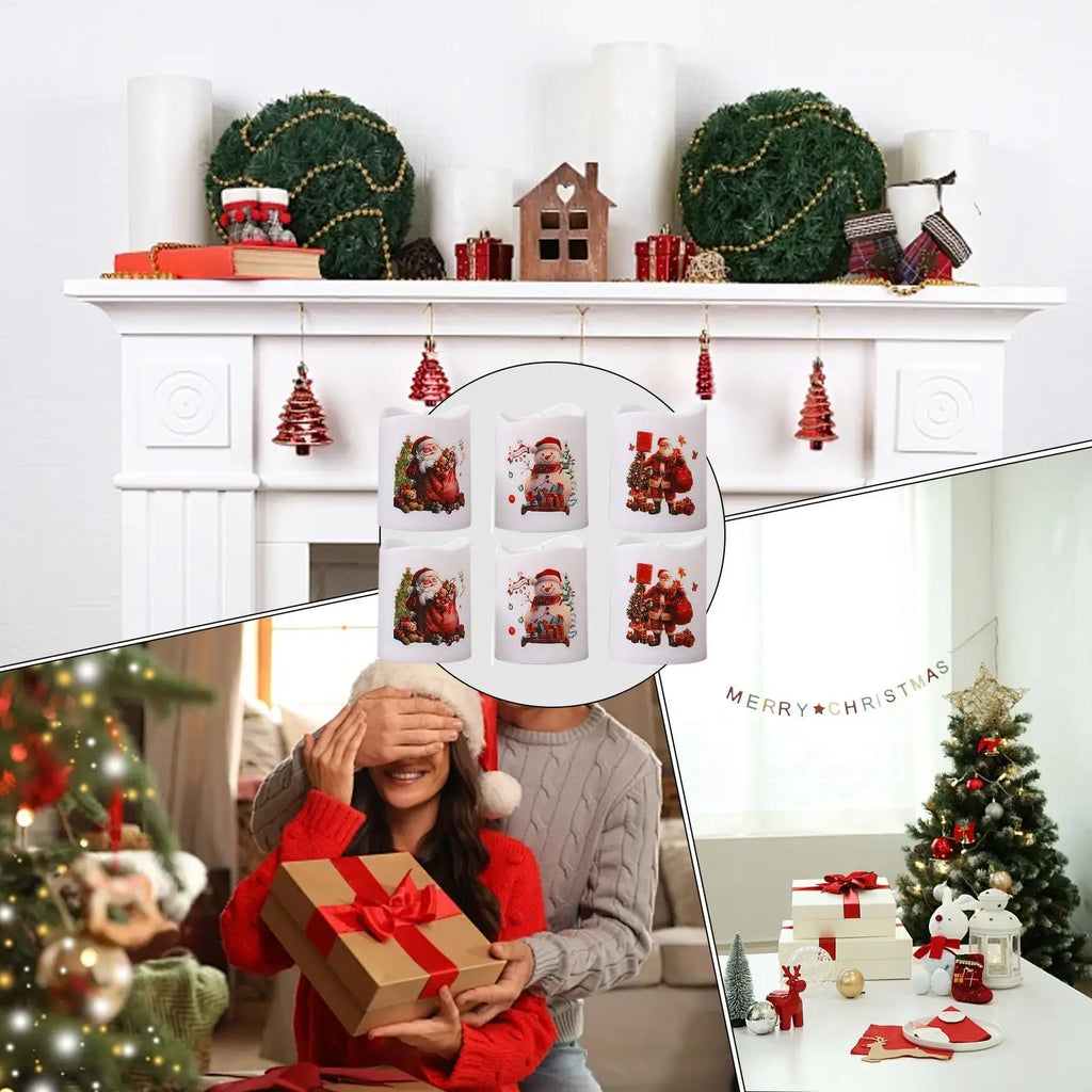 LED Christmas Candles Flameless Santa Claus Snowman Electronic Candle