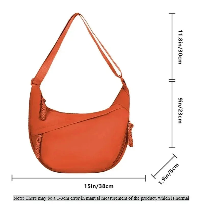 Trendy Women S Soft Cloth Shoulder Bag Solid Casual Large Capacity
