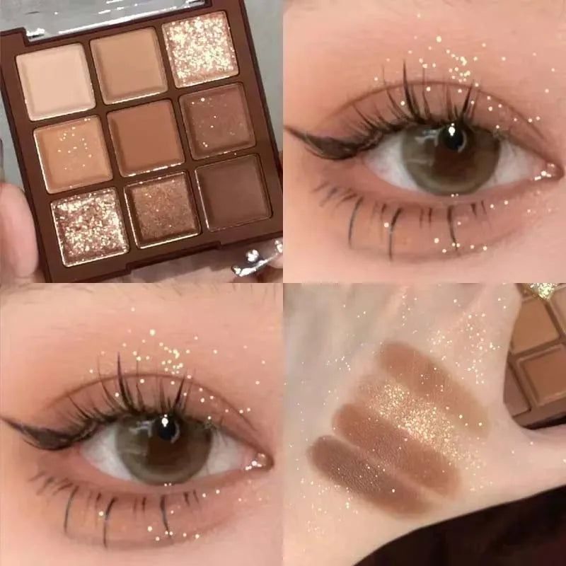 9 Chocolate Eye Shadow Palette Matte Pearly Glitter Earth Eyeshadow