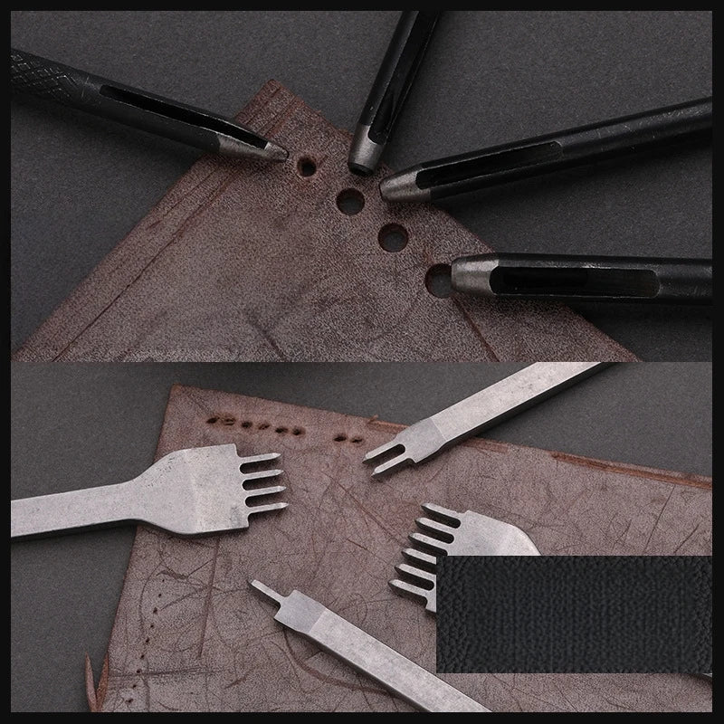 DIY leather sewing set, leather craft tool combination, sewing needle set, leather grooving device, wax thread Zpaxo