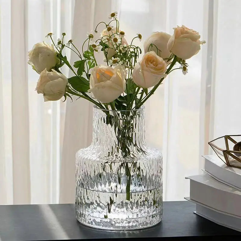 Nordic Retro Textured Glass Vase Bottle Flower Pot Hydroponic Tank