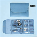 16Pcs Professional Manicure Pedicure Set Nail Clippers Cuticle Nippers Kit With Travel Case Zpaxo Blue-h