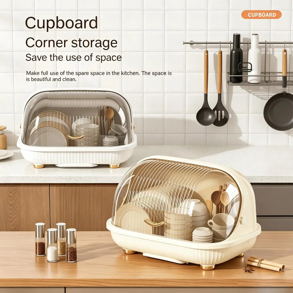 Dish Drying Rack Transparent Dust Prevention Kitchen Container