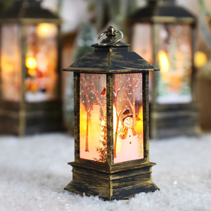 Christmas Glow LED Table Lamp Santa Claus Lantern Decor Snowman Zpaxo Bronze-Snowman 10PCS
