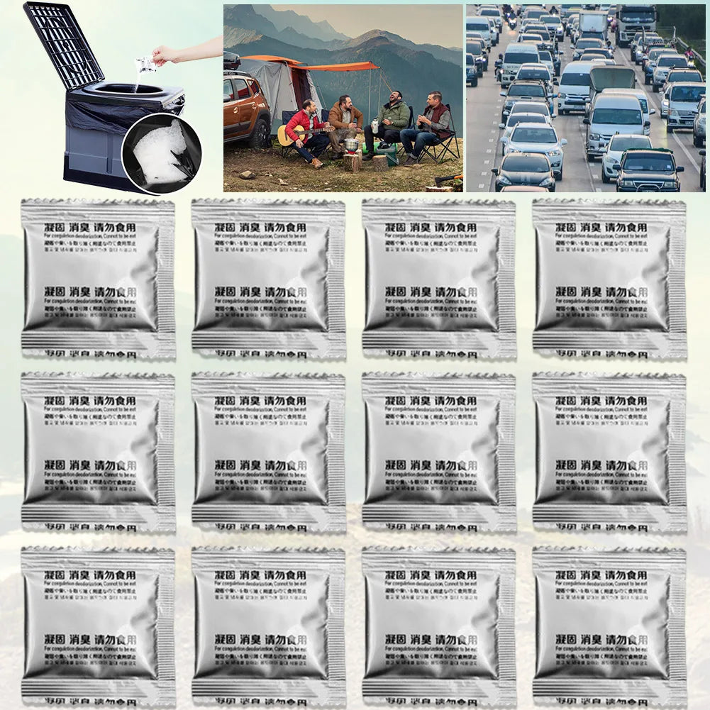 180-12Pcs Camping Toilet Chemicals Poo Gel Absorbent Gel for Camping Toilet for Portable Emergency Toilet Waste Treatment Zpaxo