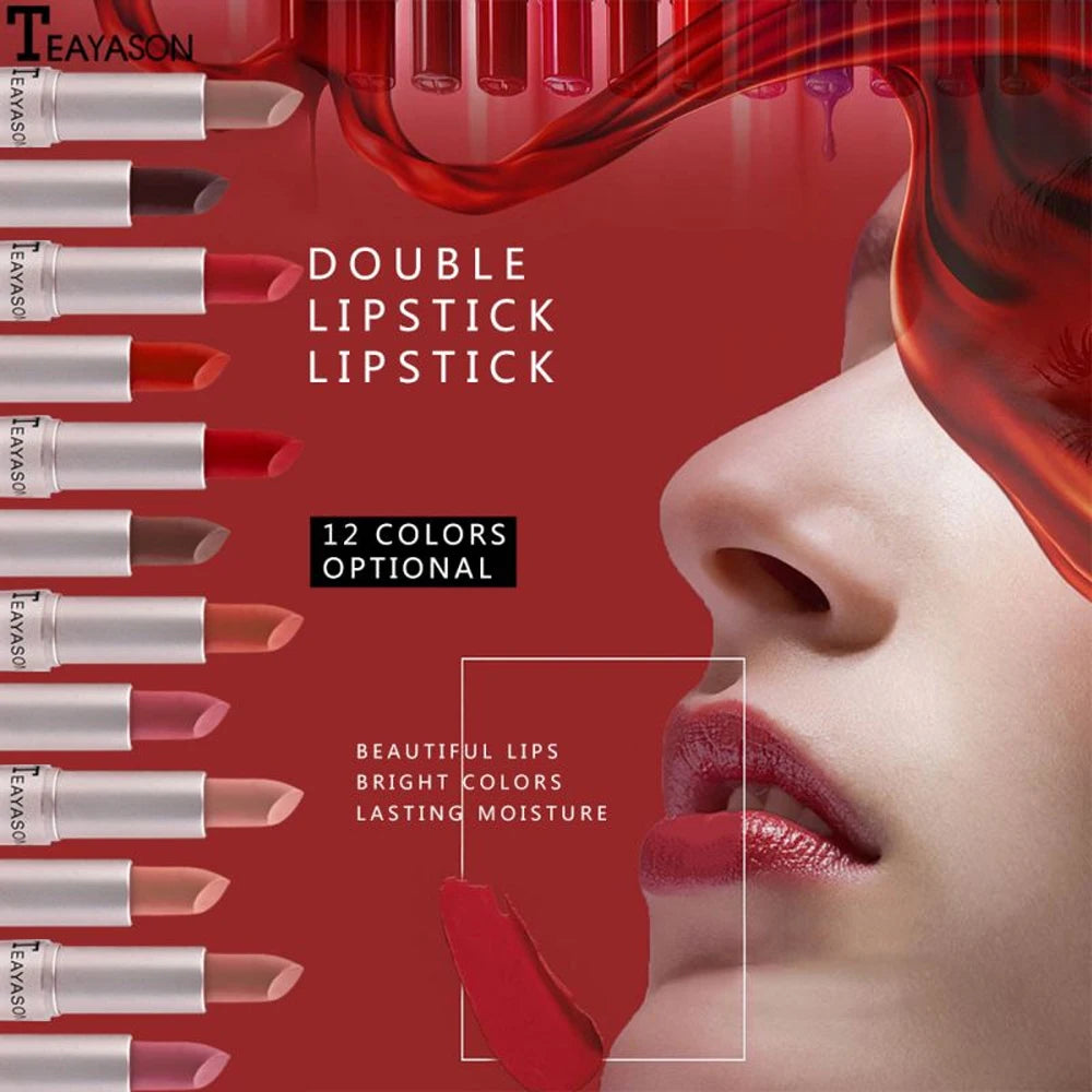 Double-Ended Velvet Matte Lipstick with Long-Lasting Effect, Brightening and Complexion-Enhancing Lipstick Pen for Autumn and Winter, Non-Transfer Matte, Valentine's Day Gift Lipstick Zpaxo