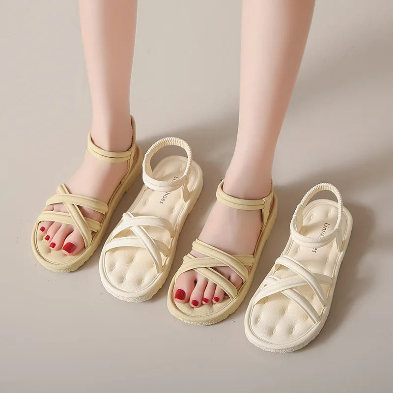 Roman Sandals Women's 2025 Summer Thick-soled Elastic Band Fashion
