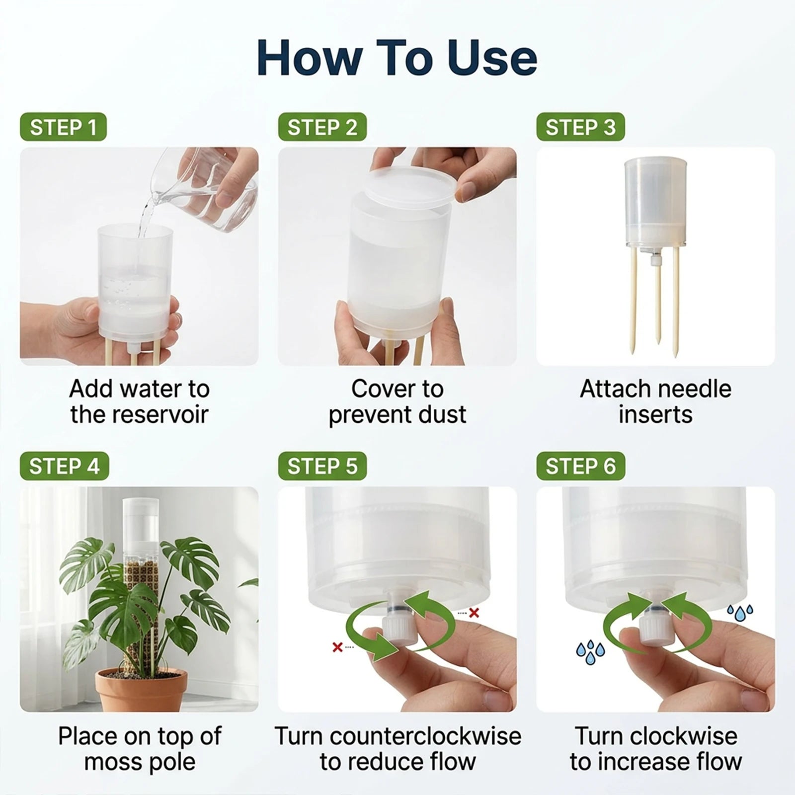 Moss Pole Watering Dripper Automatic Plant Waterer Adjustable Self