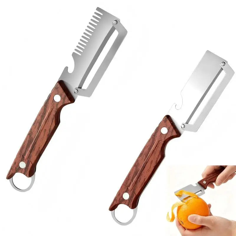 Stainless Steel Vegetable Peeler with Ergonomic Wooden Handle