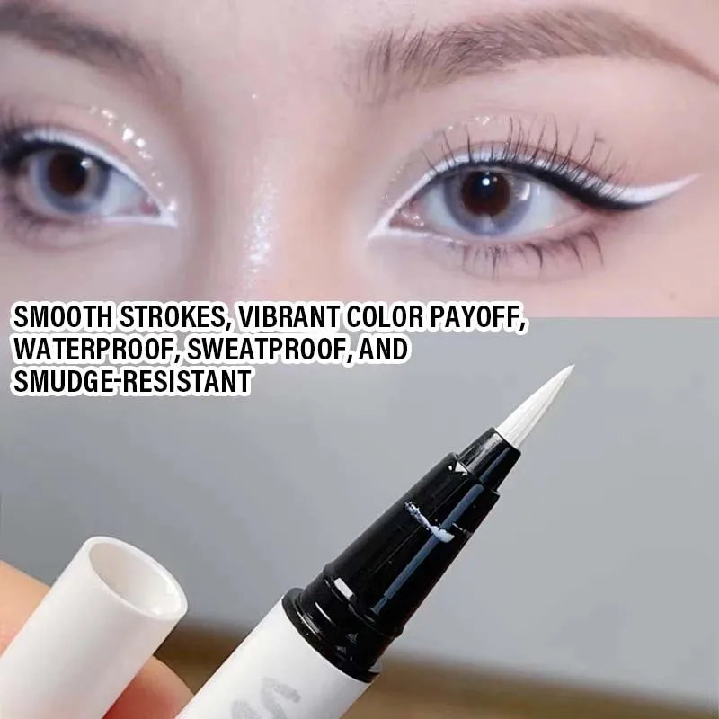 Ultra-thin Matte White Eyeliner Liquid Pen Waterproof Smudge-Proof Long Lasting Lying Silkworm Pen Pigment Eyes Brighten Makeup Zpaxo