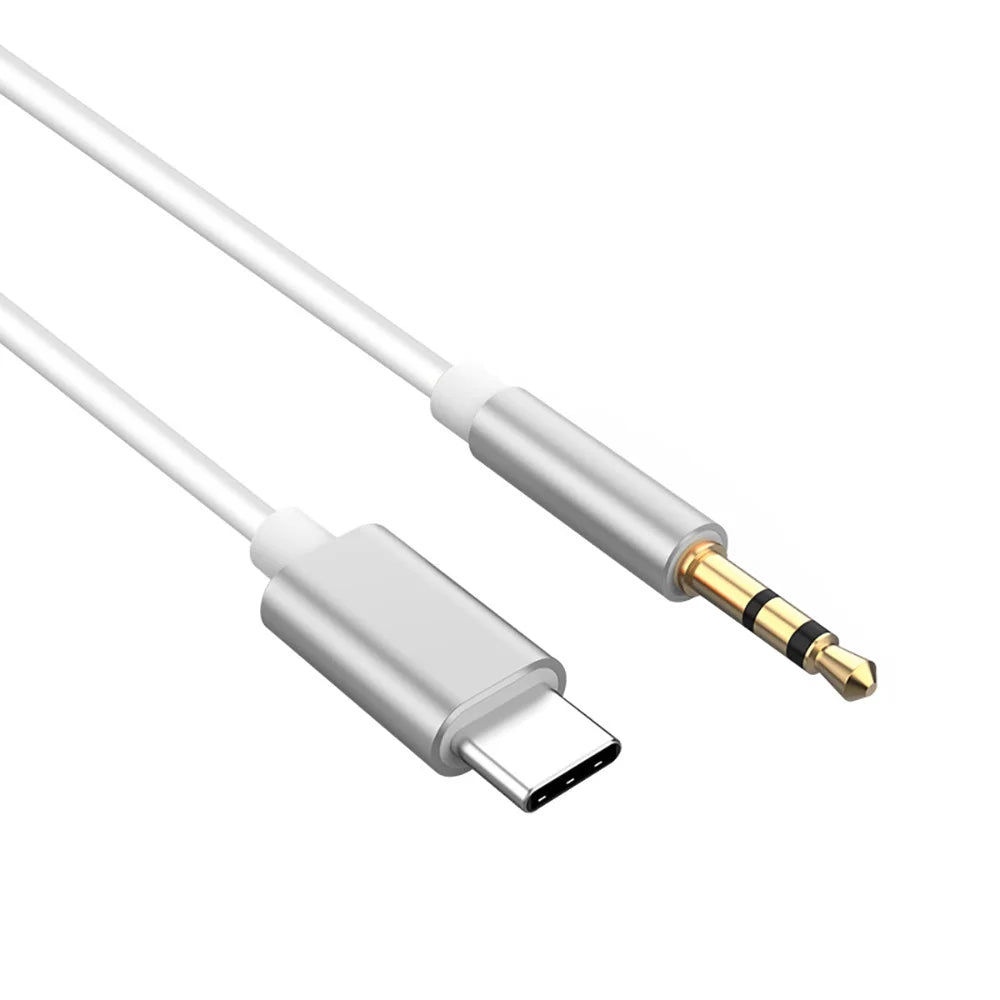 USB-C to 3.5mm AUX Audio Cable Adapter | Car & Phone USB-C Audio Adapter Zpaxo Sliver