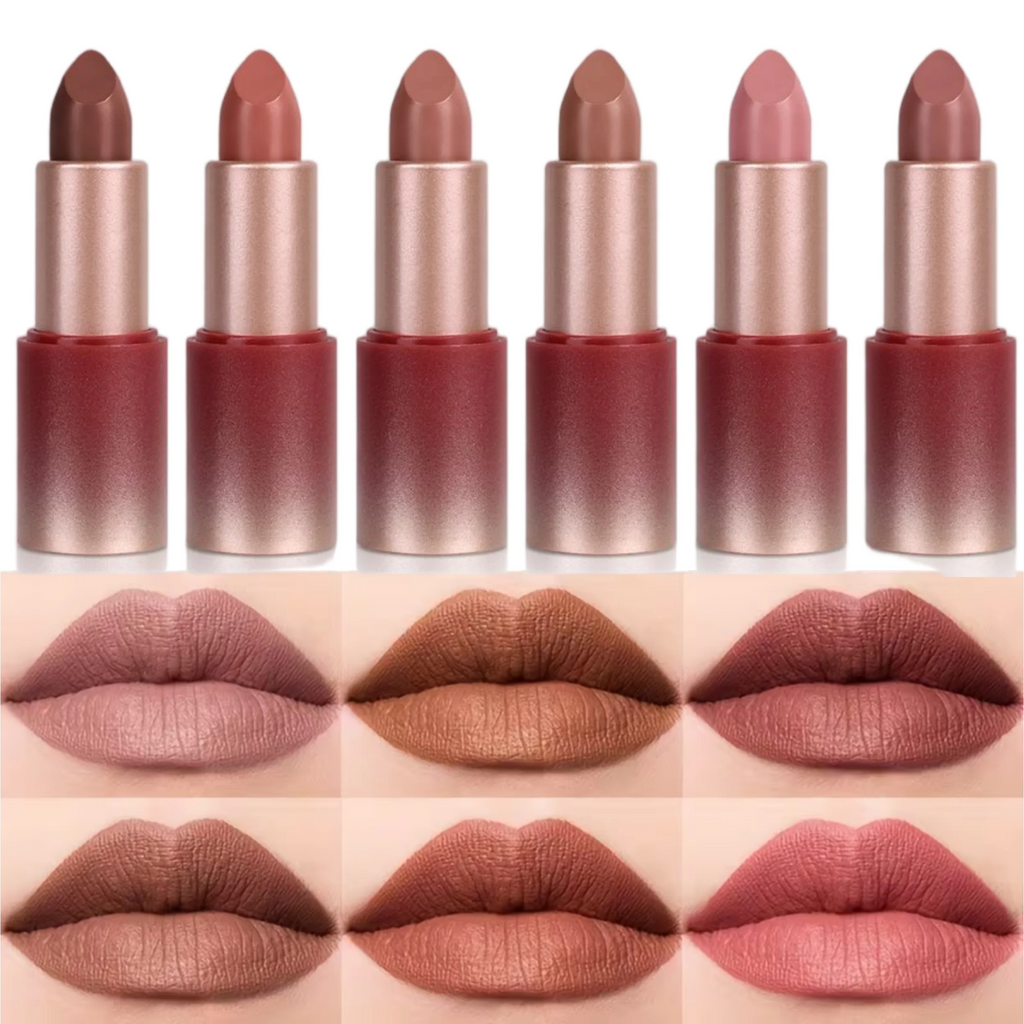 1PC 6-color Matte Lipstick, Nude Lipstick Matte Lipstick Rich Color Lip Makeup Tool,Waterproof And Long-Lasting Zpaxo