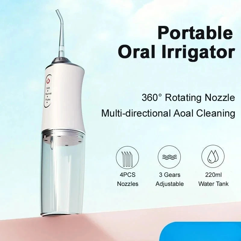 Portable Smart Electric Oral Irrigator 4 Jets 3 Modes USB Rechargeable Cordless Water Flosser Jet Irrigator Dental Teeth Cleaner Zpaxo