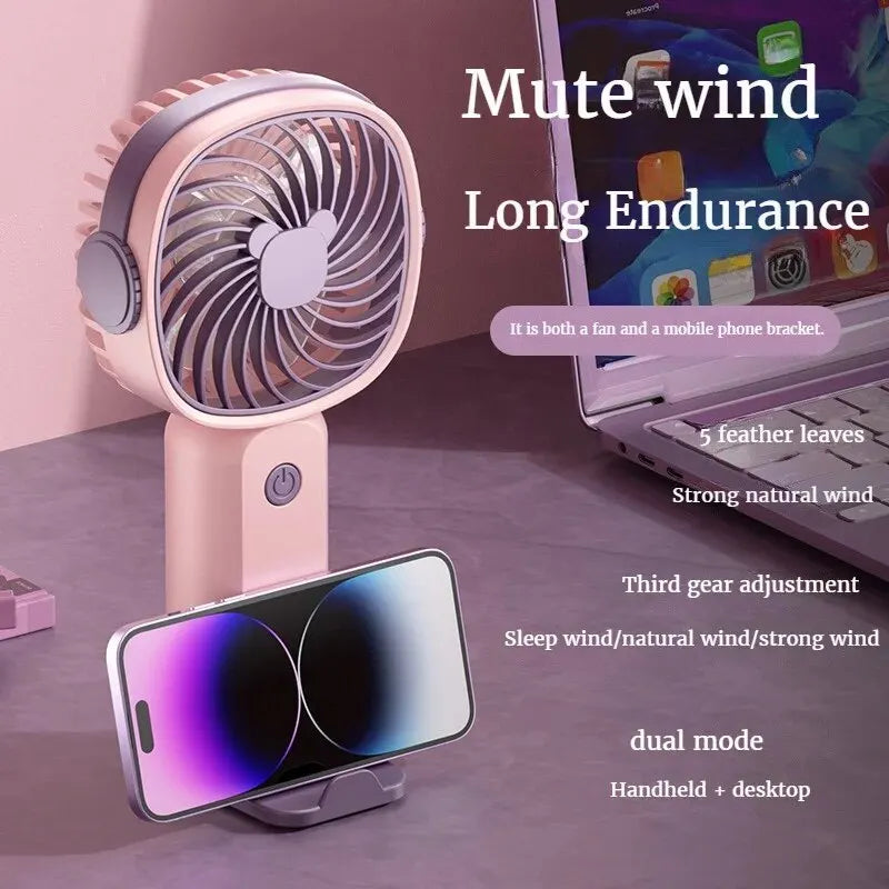Mini USB Handheld Fan Multi-Functional Desktop With Stand Eectric Fan Students Outdoor Portable Portable Small Fan Zpaxo