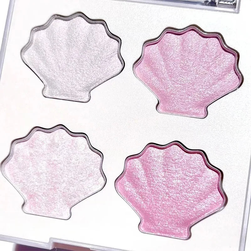 Shell Eyeshadow Palette Sparkling Pearlescent Glitter Eye Shadow Plate Diamond Highlight Eye Makeup Cosmetic for Autumn Winter Zpaxo 4 colors