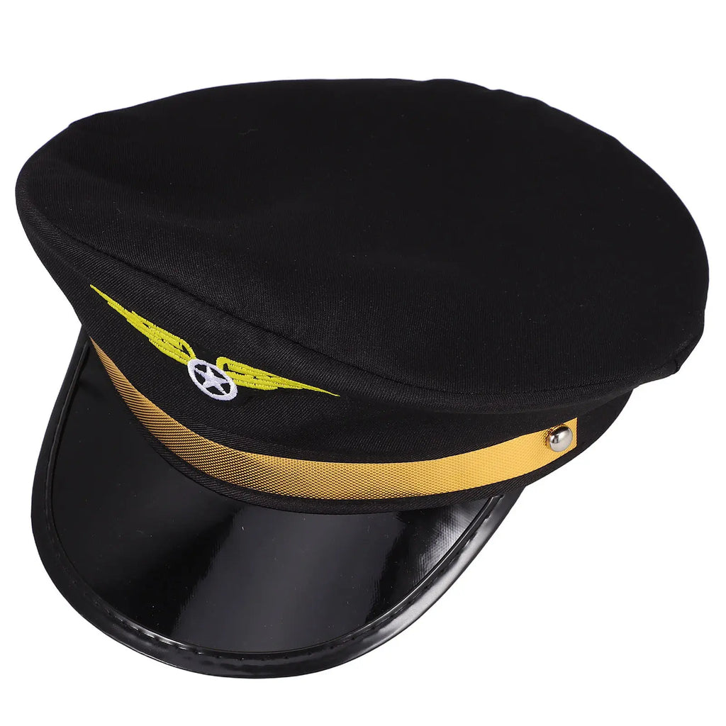 Adjustable Airline Pilot Hat Cap Adults Fashionable Halloween Cosplay