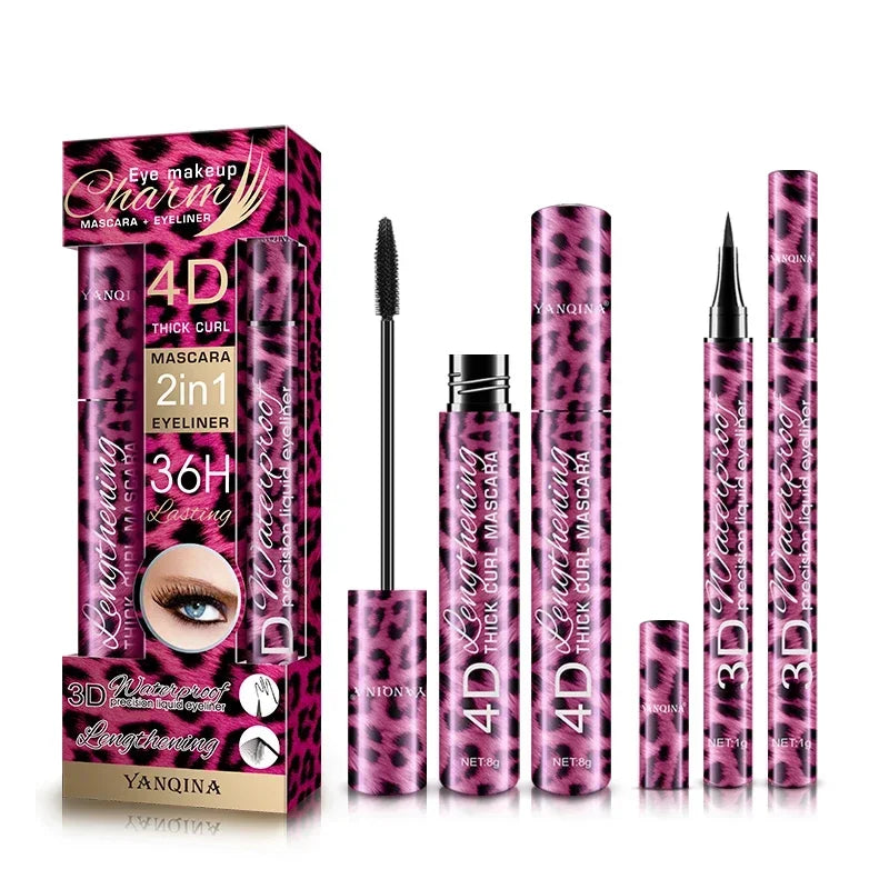 YANQINA Liquid Eyeliner Pencil+4D Waterproof Mascara Cosmetics Eye Zpaxo 1 Set