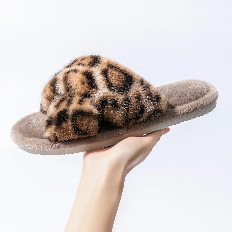 Women's Fuzzy Open-toe Slippers Spring&fall- Plush House Slides