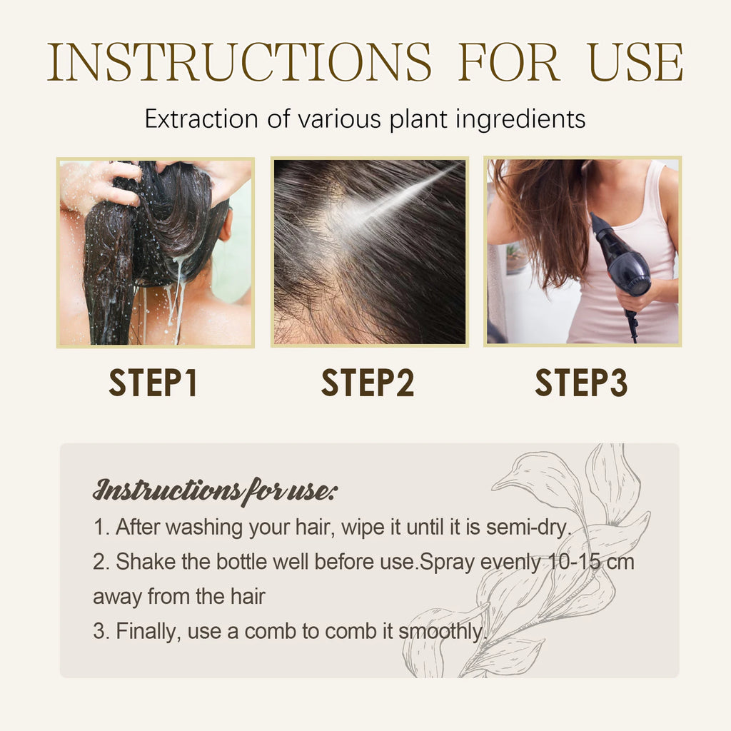 EELHOE Keratin Hair Growth Serum Natural Repair Essence Spray for Dry Curly Hair Hydrate Smooth Frizz Control Growing Hair Care Zpaxo