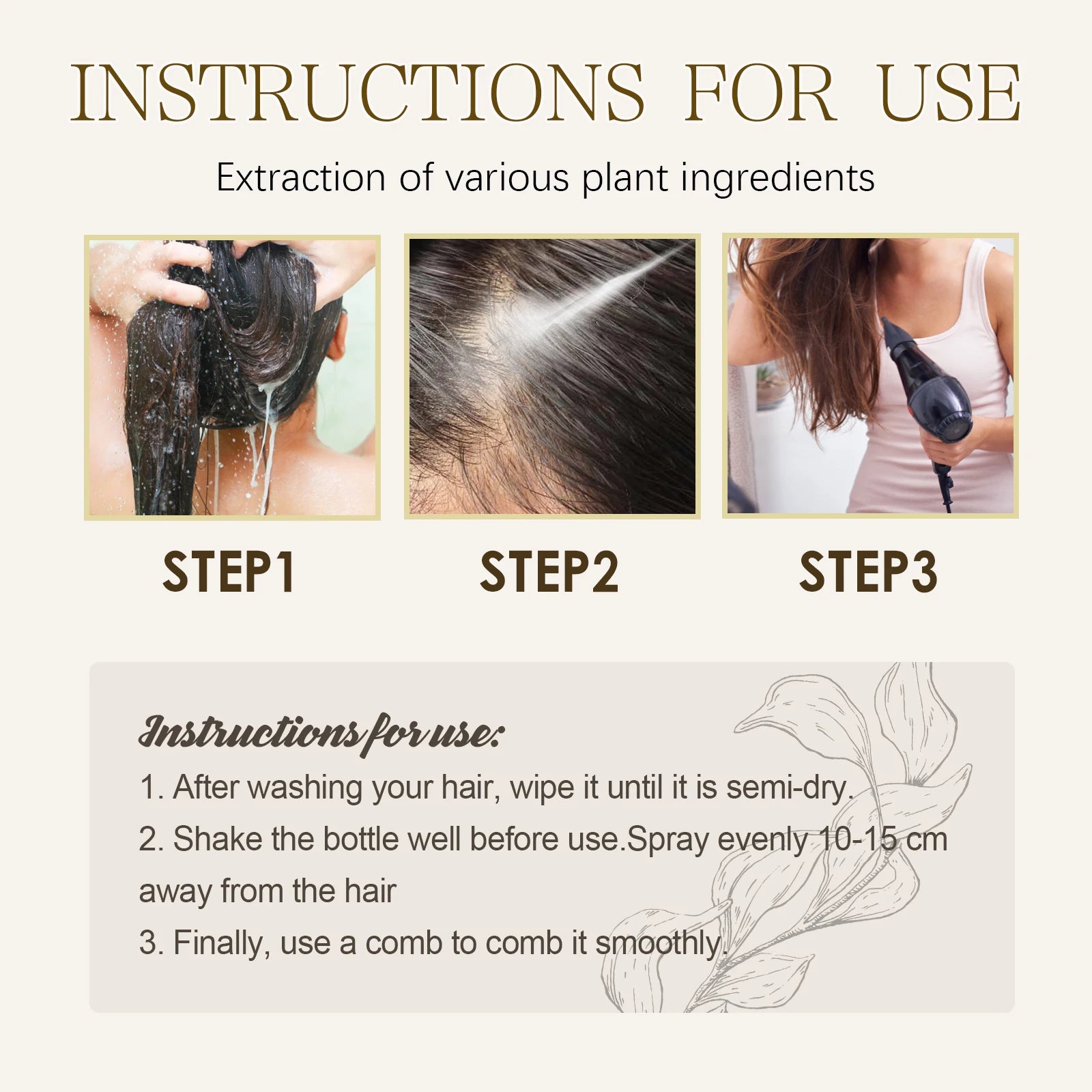 EELHOE Keratin Hair Growth Serum Natural Repair Essence Spray for Dry Curly Hair Hydrate Smooth Frizz Control Growing Hair Care Zpaxo