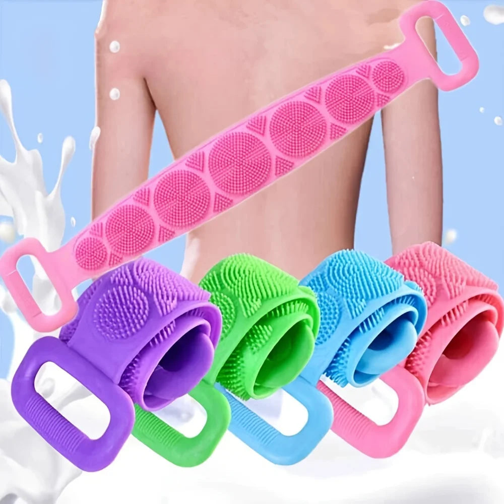 4-Piece Silicone Body Scrubber Set – Exfoliating Bath Brush & Back Strap Body Scrubber Set Zpaxo