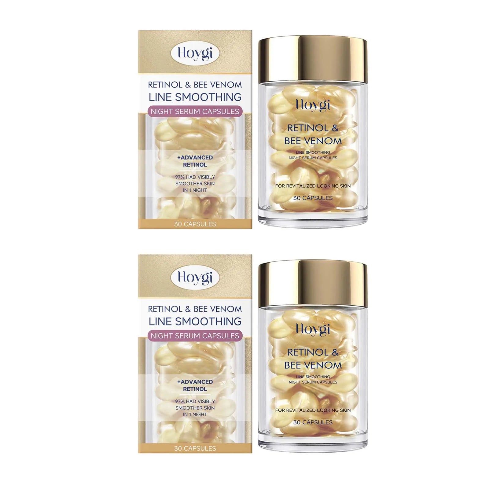 Retinol Bee Venom Anti-Aging Night Serum Capsules | Hoygi Anti-Aging Face Serum Zpaxo 2 x 30pcs Boxed