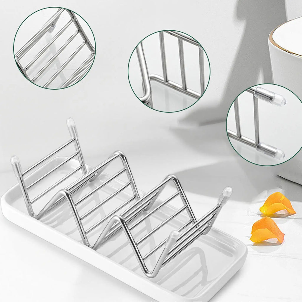 Draining Soap Dish Stainless Steel Self Tray Shampoo Bar Holder