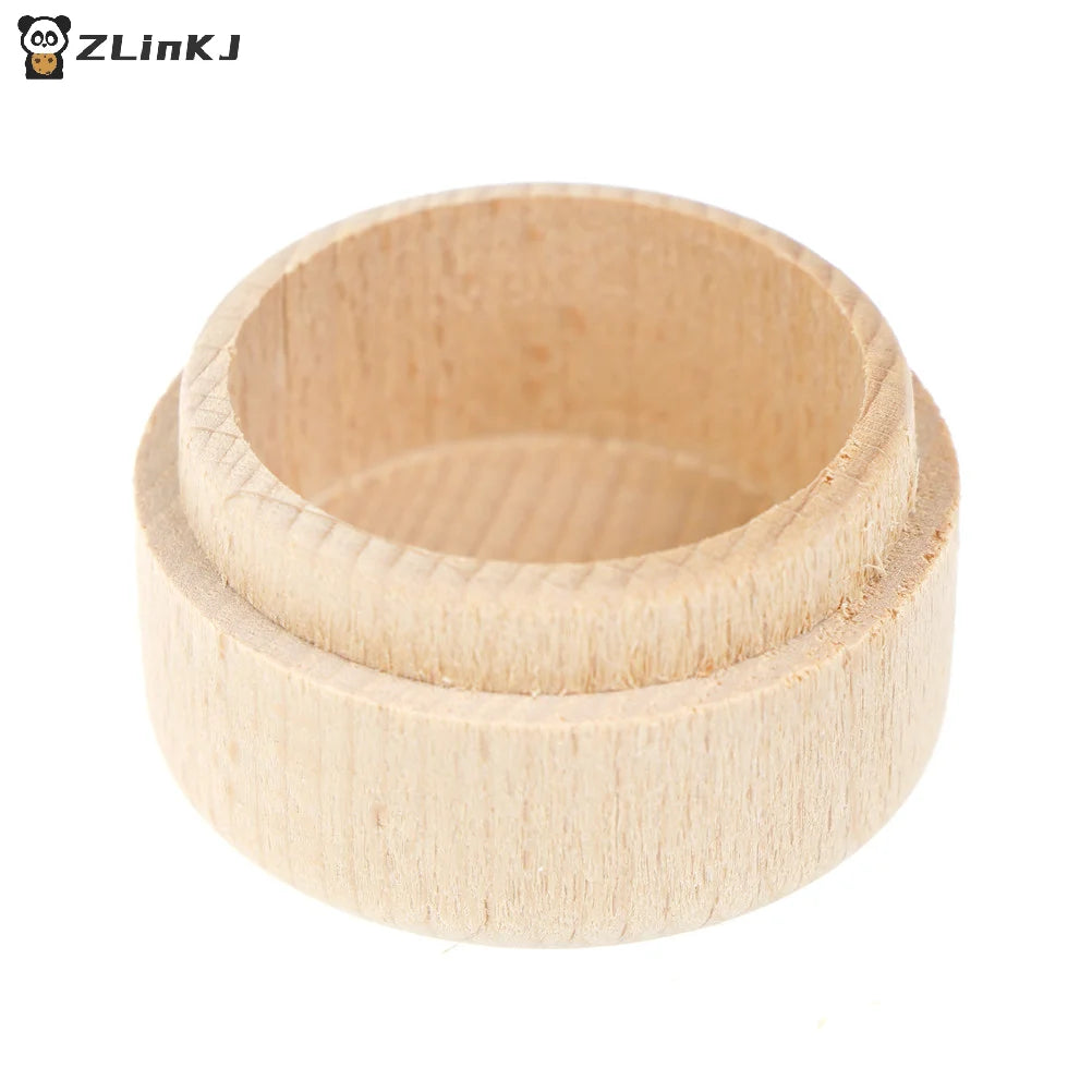 ▶1Pcs Round Wooden Wedding Ring Jewelry Trinket Box Wood Storage Container Case Zpaxo