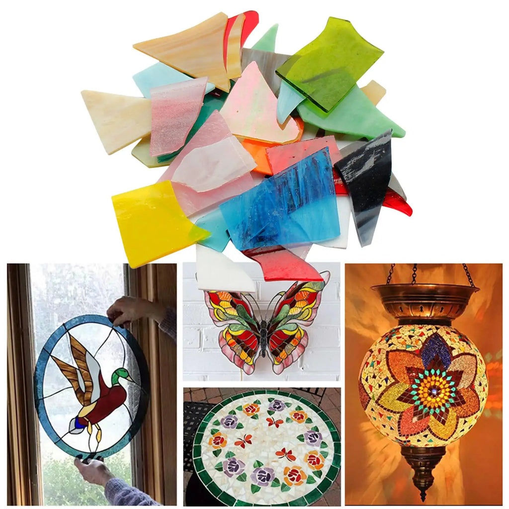 Mosaic Glass Pieces DIY Stained Glass Tiles Assorted Size Flowerpots Irregular Zpaxo Multicolor