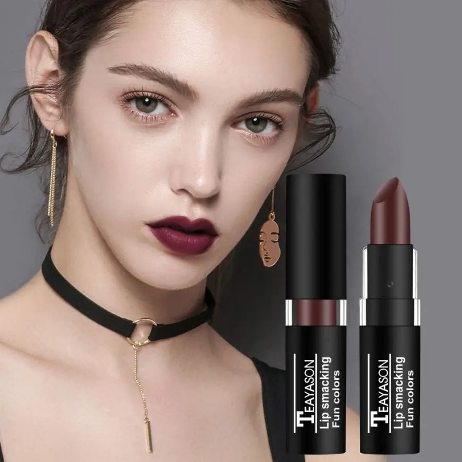 TEAYASON 12 Color Waterproof Lasting Sexy Red Lipstick Matte Lipstick Cosmetics Lip Gloss Waterproof Long-lasting Zpaxo