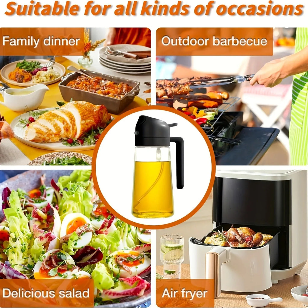 470ml 2-in-1 oil can and injector, olive oil pour, suitable for cooking, air fryer, salad, barbecue (white) Zpaxo