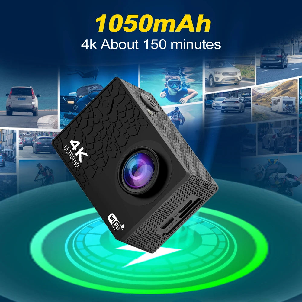 4K/30fps Ultra HD Action Camera WiFi 2.0-inch Waterproof Helmet Video Recording Camera Sports Camera Outdoor Mini Portable Cam Zpaxo