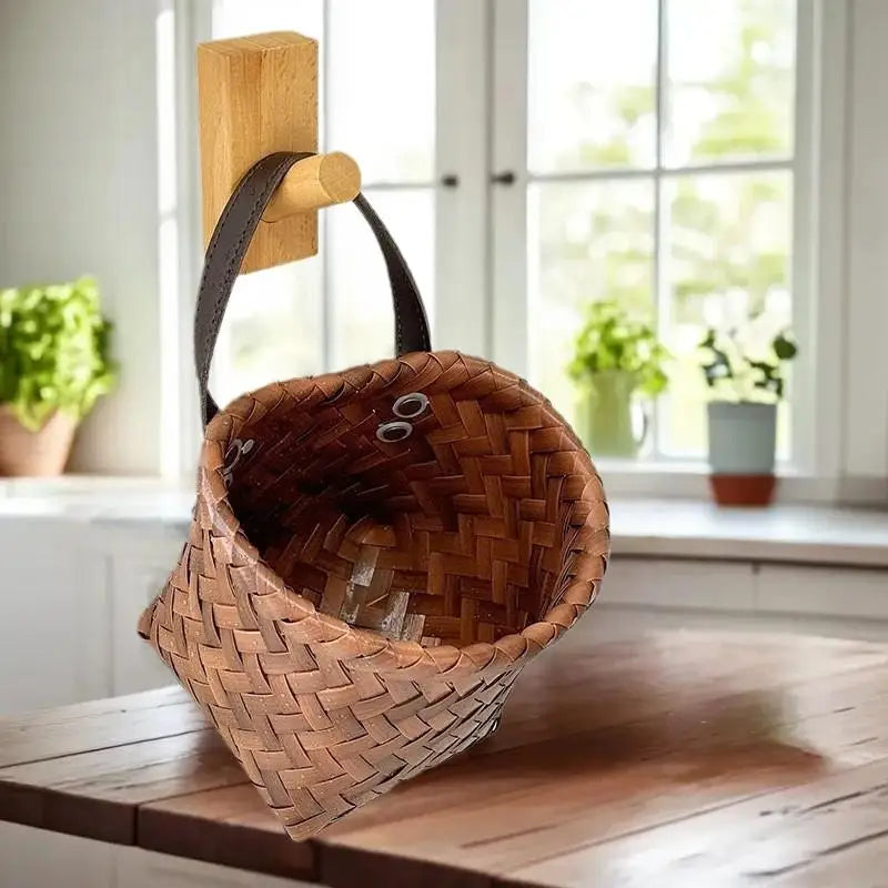 Boho Weaved Wall Hanging Basket Spices Fresh Produce Storage Zpaxo