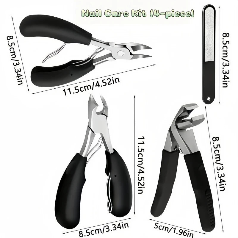 Nail scissors and ingrown toenail pliers combo set - Eagle-tipped pliers for thick big toenails, specialized manicure tool Zpaxo ZJQ 4 pcs