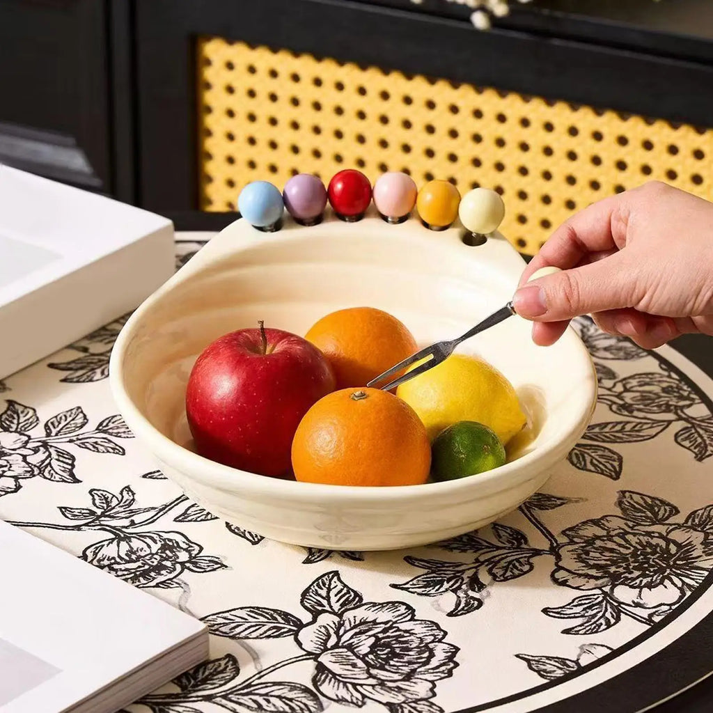 Salad Bowl Food Serving Dish Forks Yogurt Utensils Snack Fruit