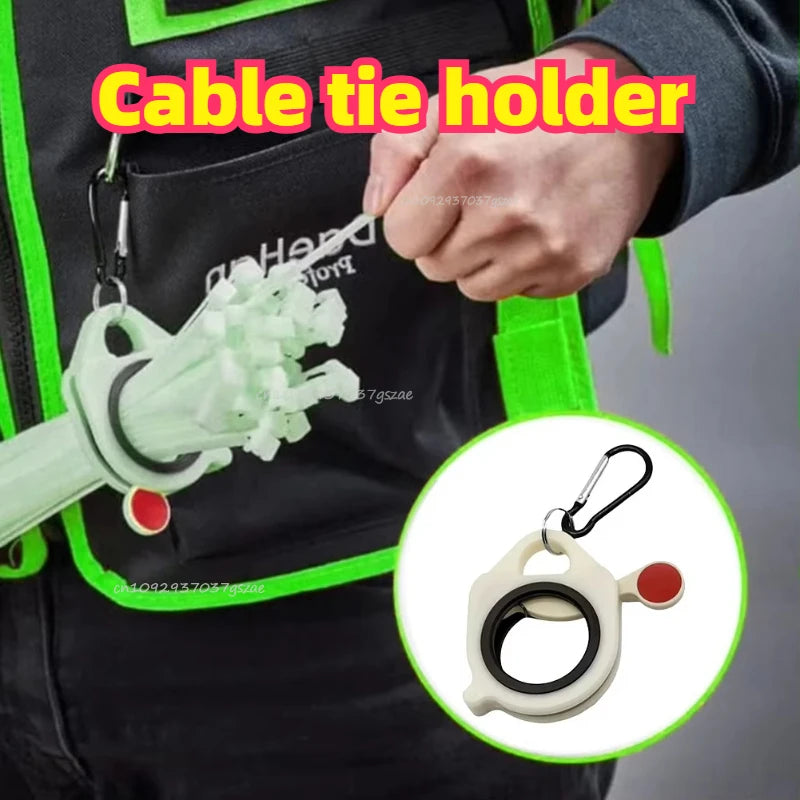 Portable Fluorescent Cable Tie Holder Reusable Storage Cable Tie Holder Electrician Work Belt Zip Ties Storage Organizer Tool Zpaxo