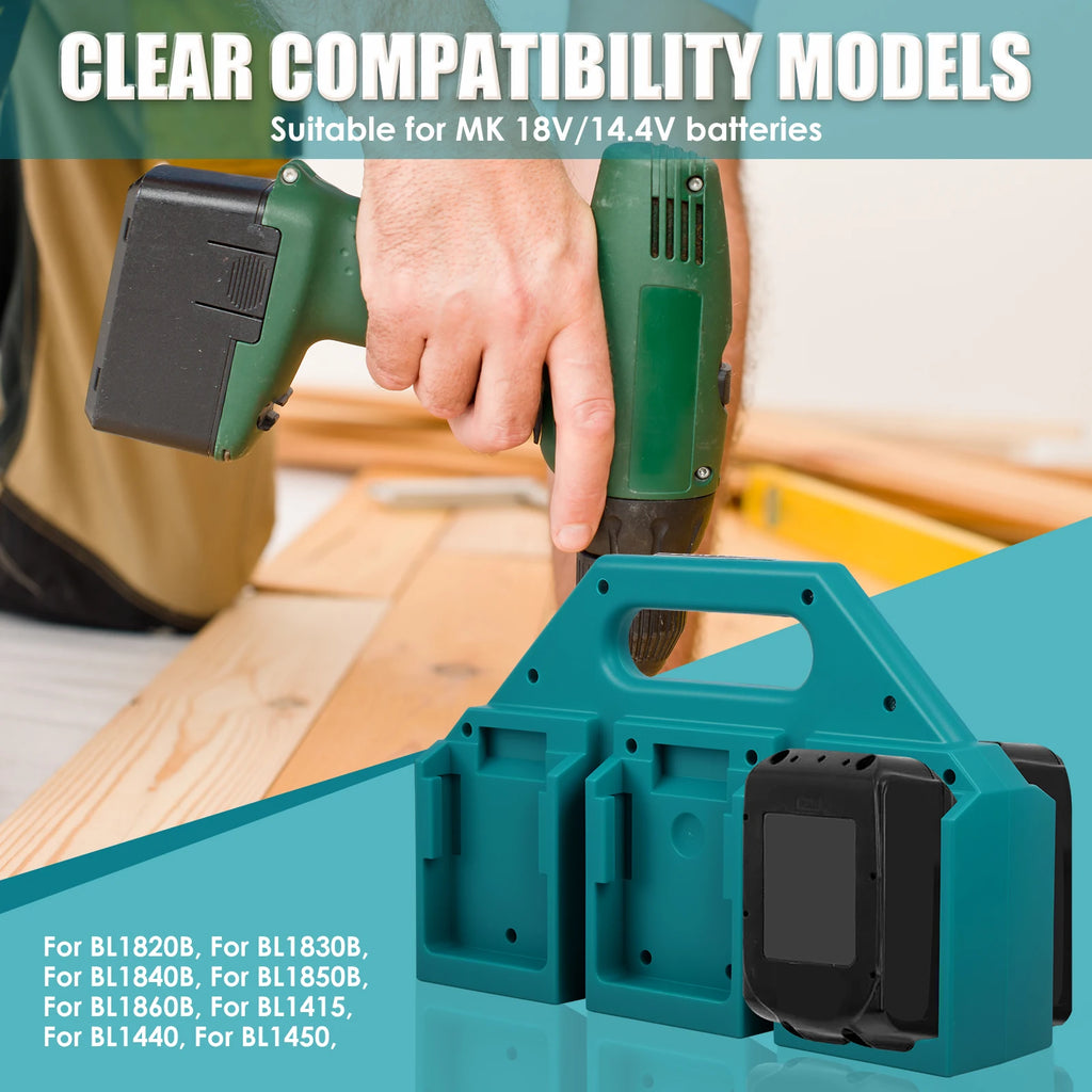 6/4 Slot Battery Storage Holder for Makita 18V/14.4V Fits BL18/BL14 Batteries Portable and Rugged Battery Organizer for Workben Zpaxo