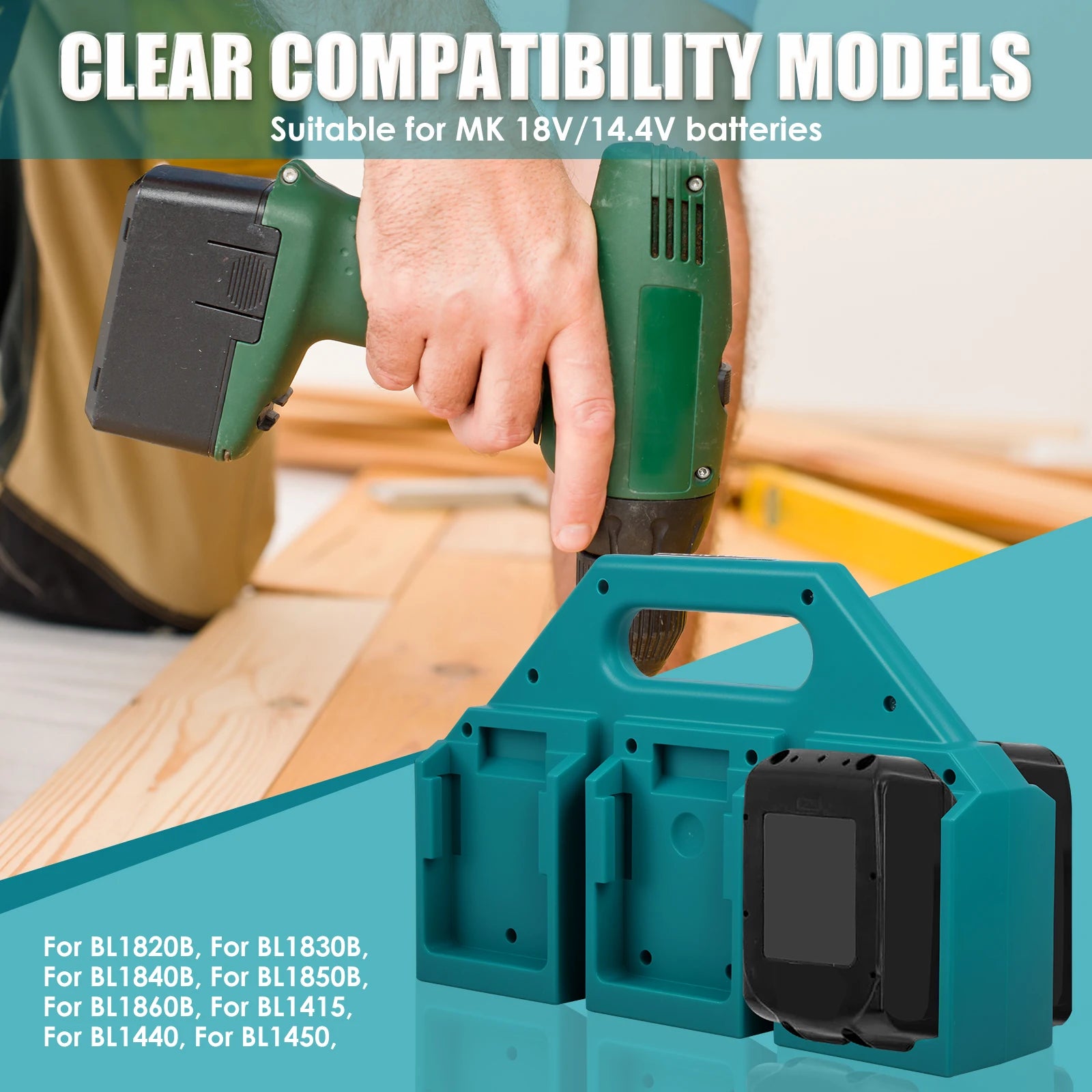 6/4 Slot Battery Storage Holder for Makita 18V/14.4V Fits BL18/BL14 Batteries Portable and Rugged Battery Organizer for Workben Zpaxo