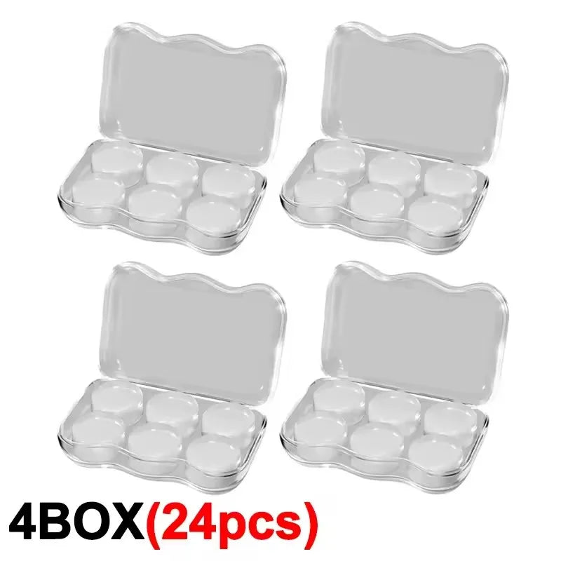 Reusable Silicone Ear Plugs Waterproof Soft Noise Cancelling Silent Gel Earplug For Sleeping Swimming Airplane Earbud Protection Zpaxo 4 Box(24pcs)