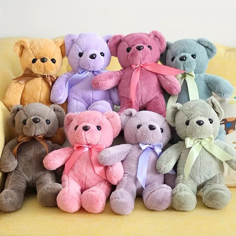 Multicolored Ribbon Teddy Bear Plush Toy Soft Animal Dolls Birthday Zpaxo