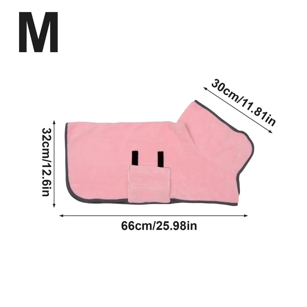 Dog Bath Towel Soft Fleece Absorbent Robe Pet Cat Bathing Supplies