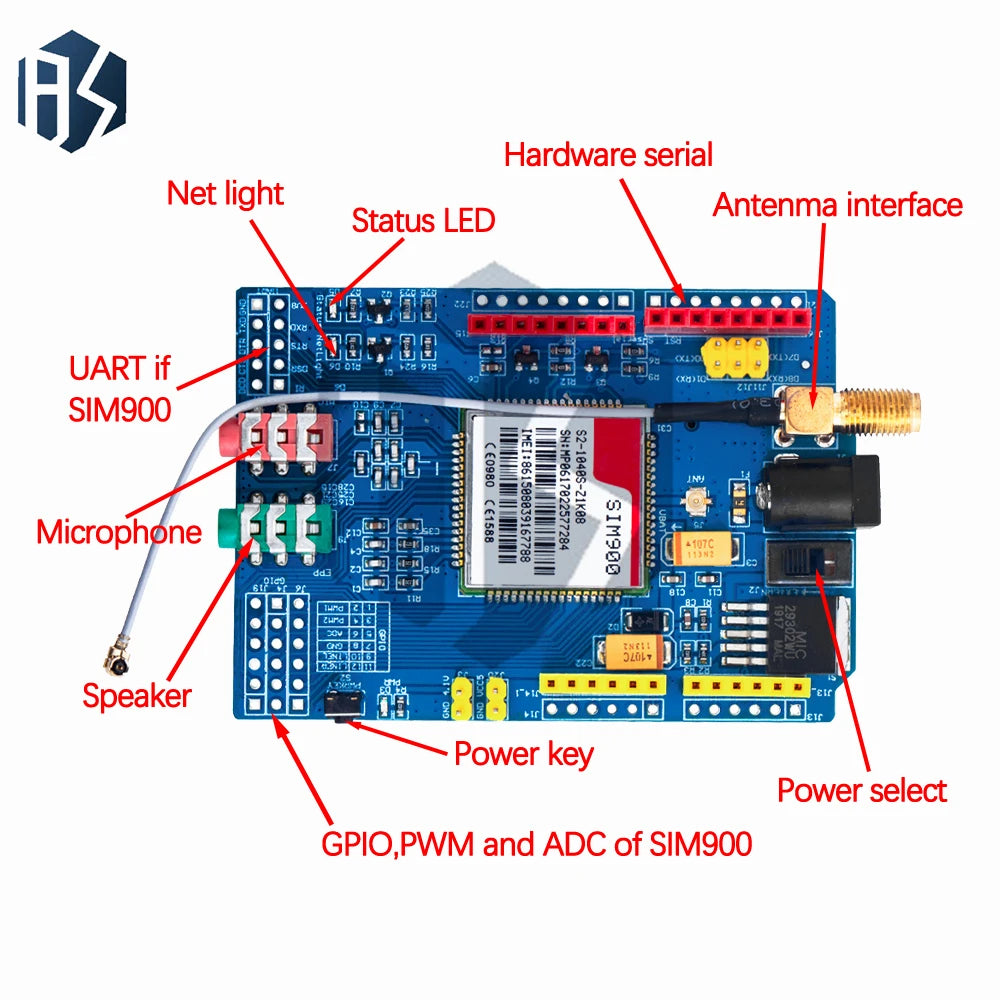 SIM900 Quad-band GSM GPRS Module 850 900 1800 1900MHz Ultra-compact Zpaxo