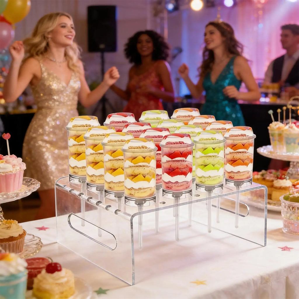 Cake Push Pop Containers Dessert Tubes Push Up Pop Containers with Stand & Lid for Home Dining Room Wedding Birthday Party Zpaxo