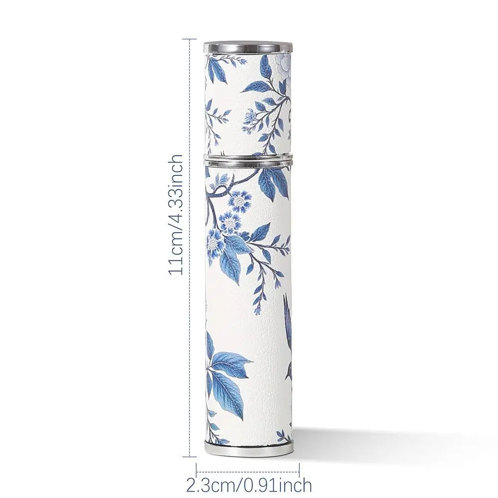 PU Leather Perfume Bottle Blue White Porcelain Cosmetic Container Zpaxo