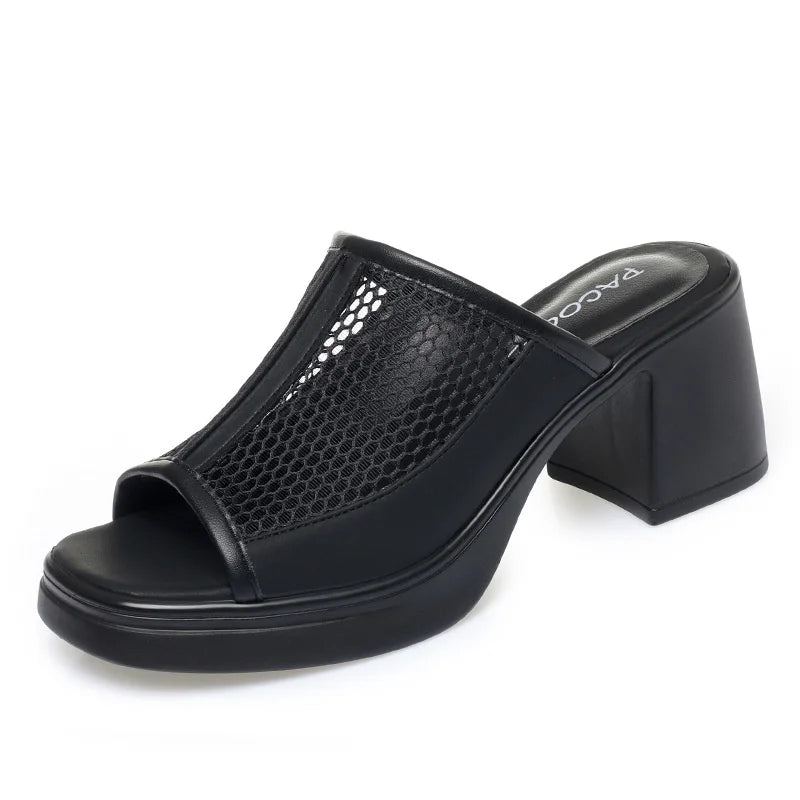 Slippers Women Summer Thick Heel Waterproof Platform Mesh Breathable Zpaxo