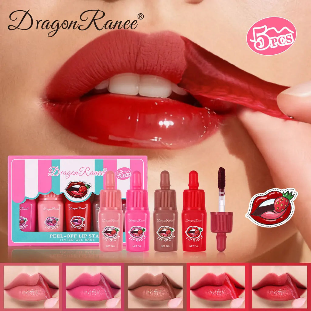 5Pcs/Set Lip Glaze Matte Set Holiday Gift Moisturizing, Waterproof, Sweat-Proof, Delicate, Long-Lasting, Non-Fading Lipstick, Daily Versatile Lip Gloss Set Zpaxo