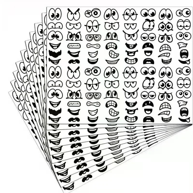 480/960pcs Cartoon Expressions Stickers Self-Adhesive Eyes Mouth Sticker With Playful Faces For Scrapbook DIY Decoration Parties Zpaxo