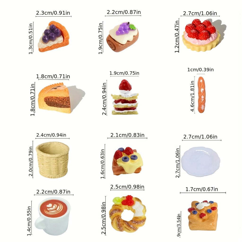 12 Pcs Cute Cake Dessert Resin Jewelry Set, suitable for phone cases, jewelry and watch accessories, perfect choice Zpaxo